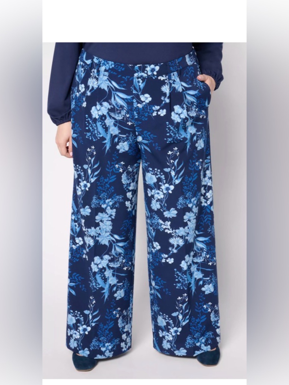 Joan Rivers Regular Bitsy Stretch Woven Wide Leg Trouser Pant